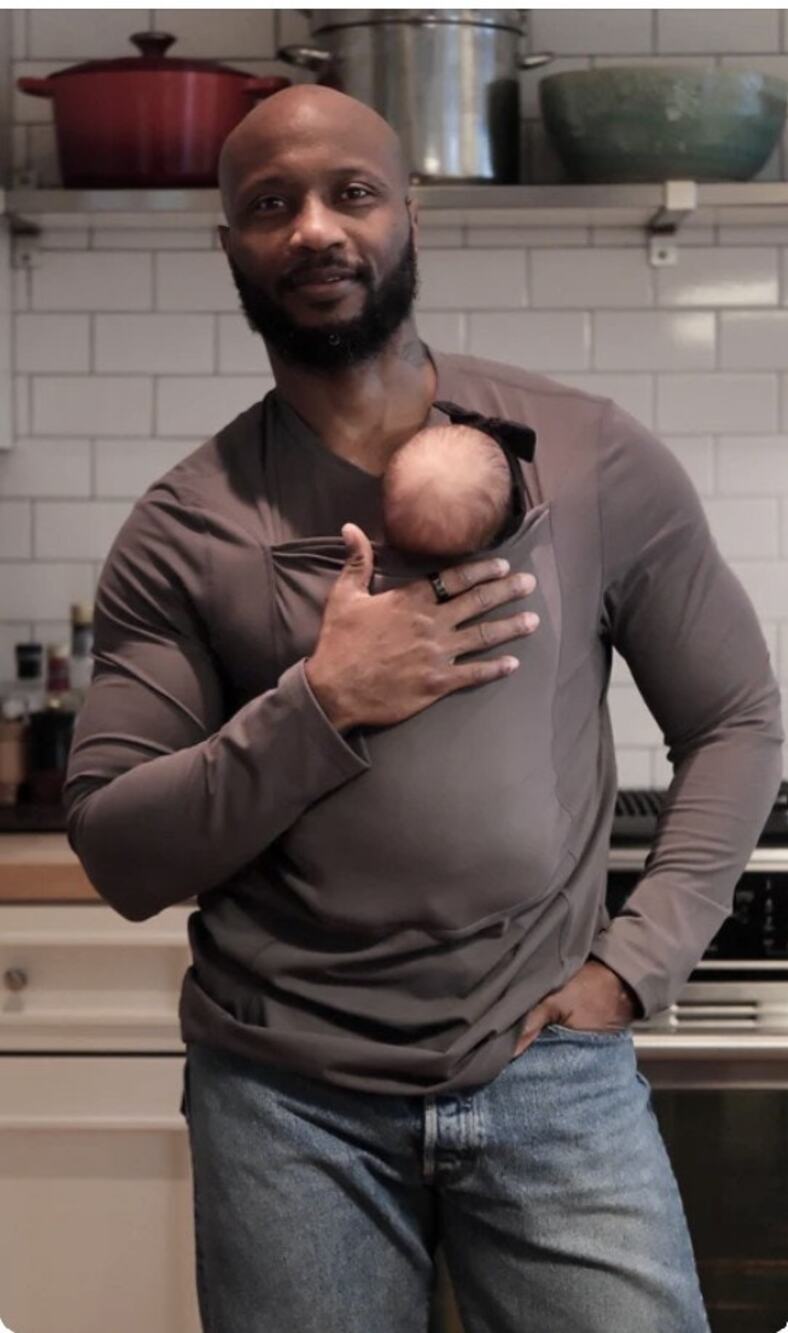 Lalabu Dad Short-Sleeve Shirt Gray Kangaroo Pouch Infant XL Infant Baby Toddler